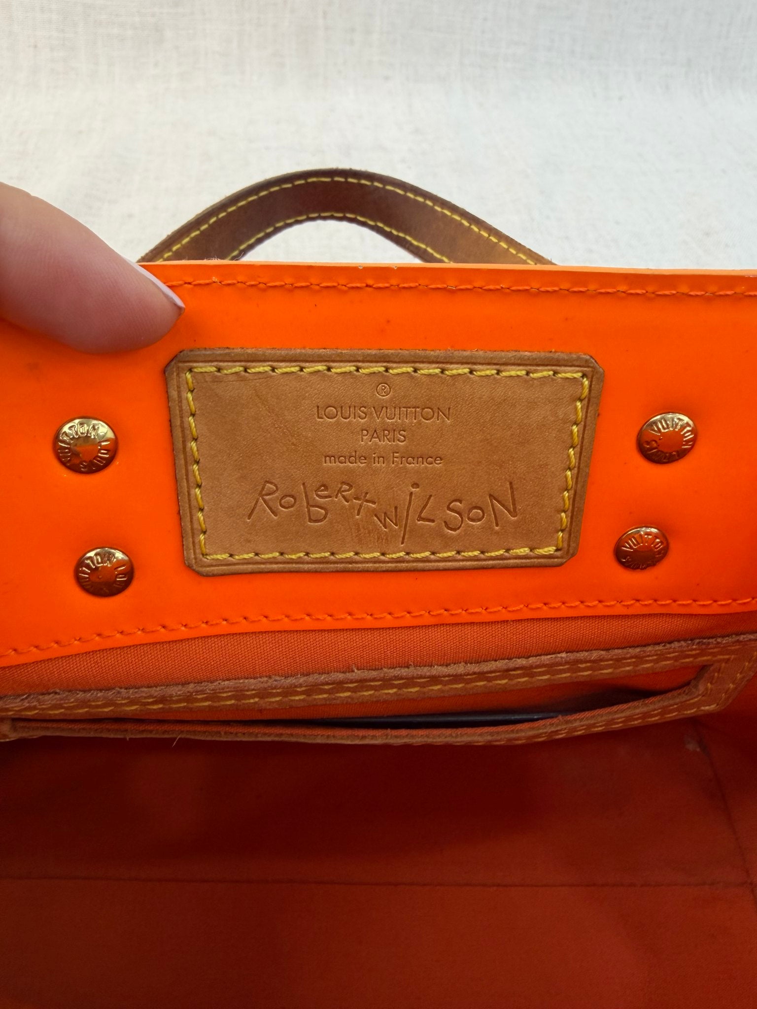 Louis Vuitton X Robert Wilson Orange Vernis Leather Reade PM Tote Bag