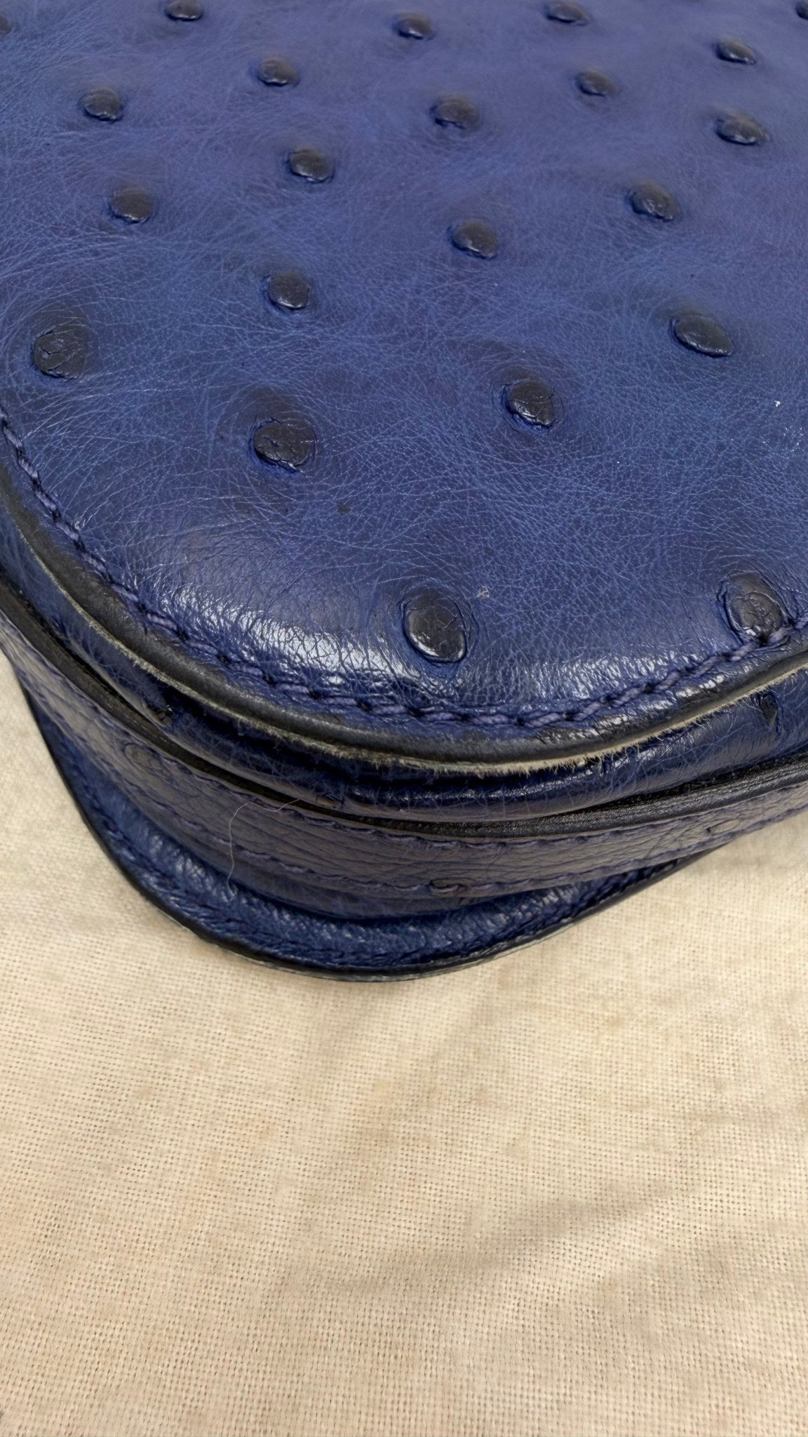 Gucci Blue Ostrich Leather Crossbody