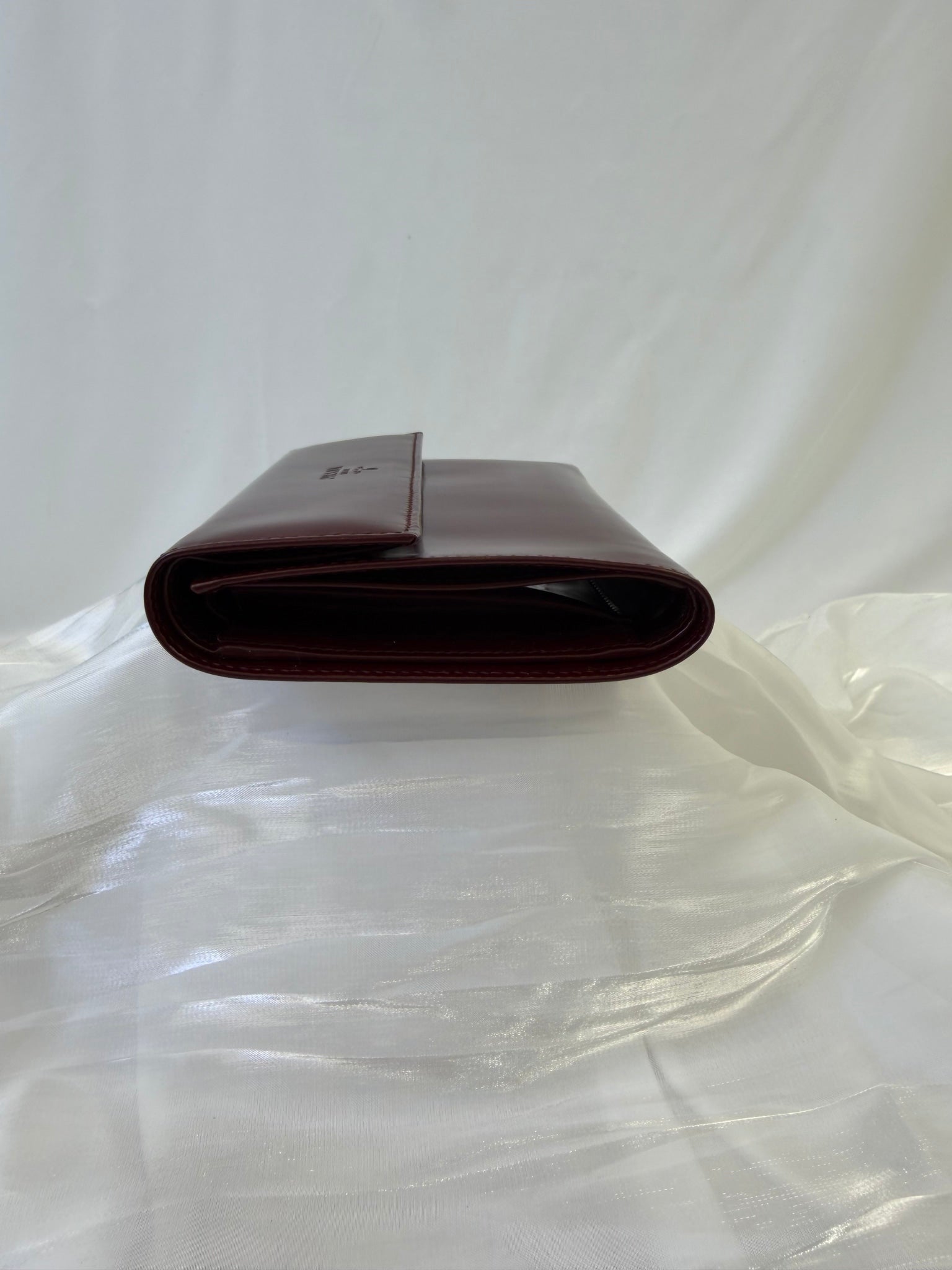 Prada Burgundy Patent Leather Compact Wallet