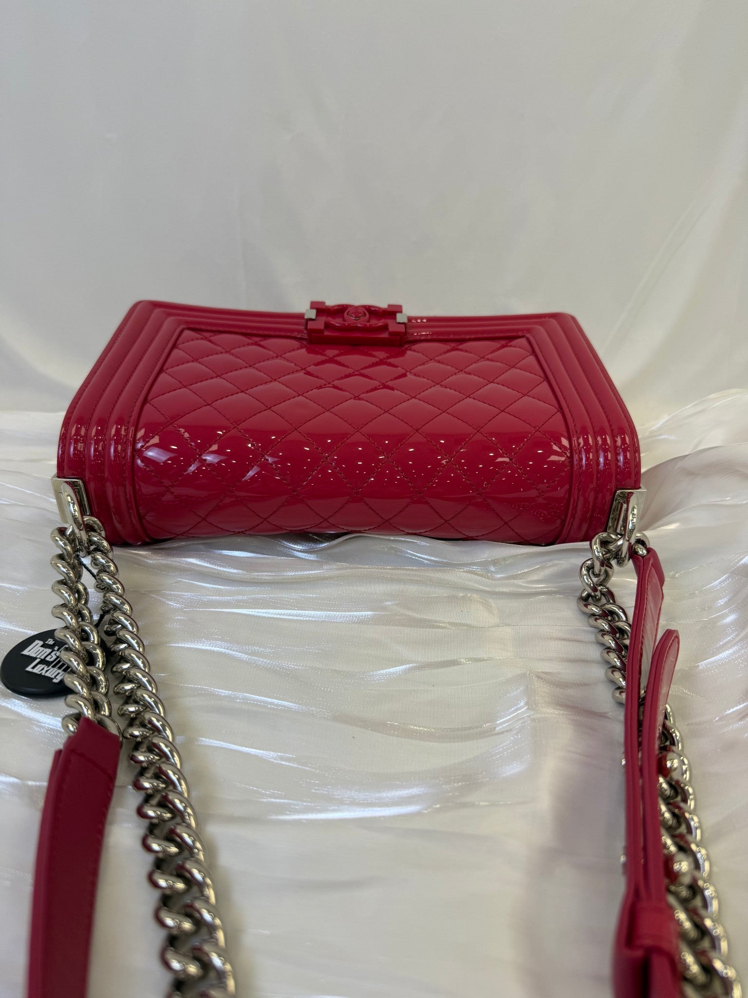 Chanel Pink Patent Leather Boy Flap Bag