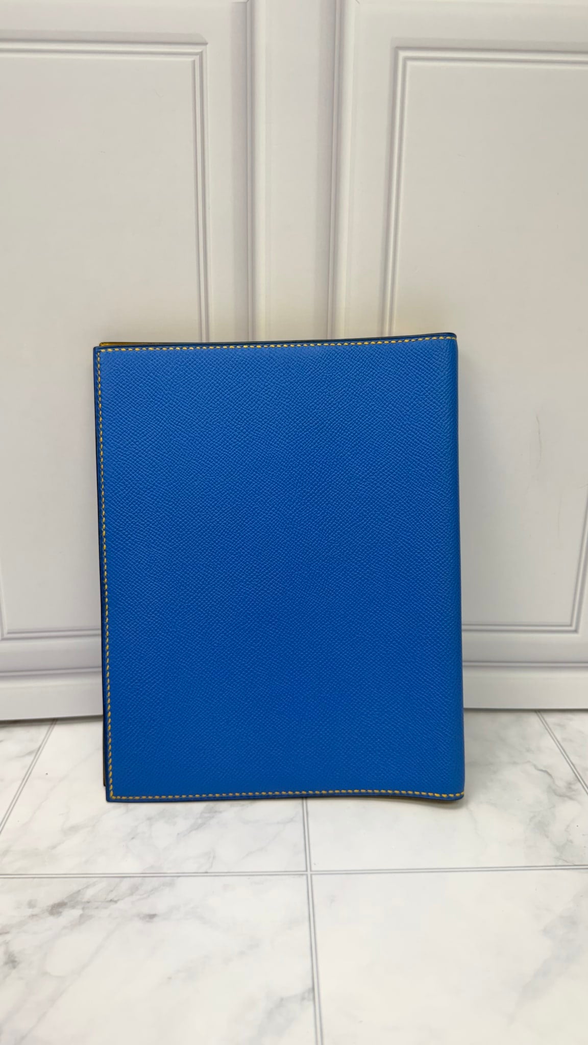 Hermes Blue And Yellow Epsom Leather Notebook Agenda GM