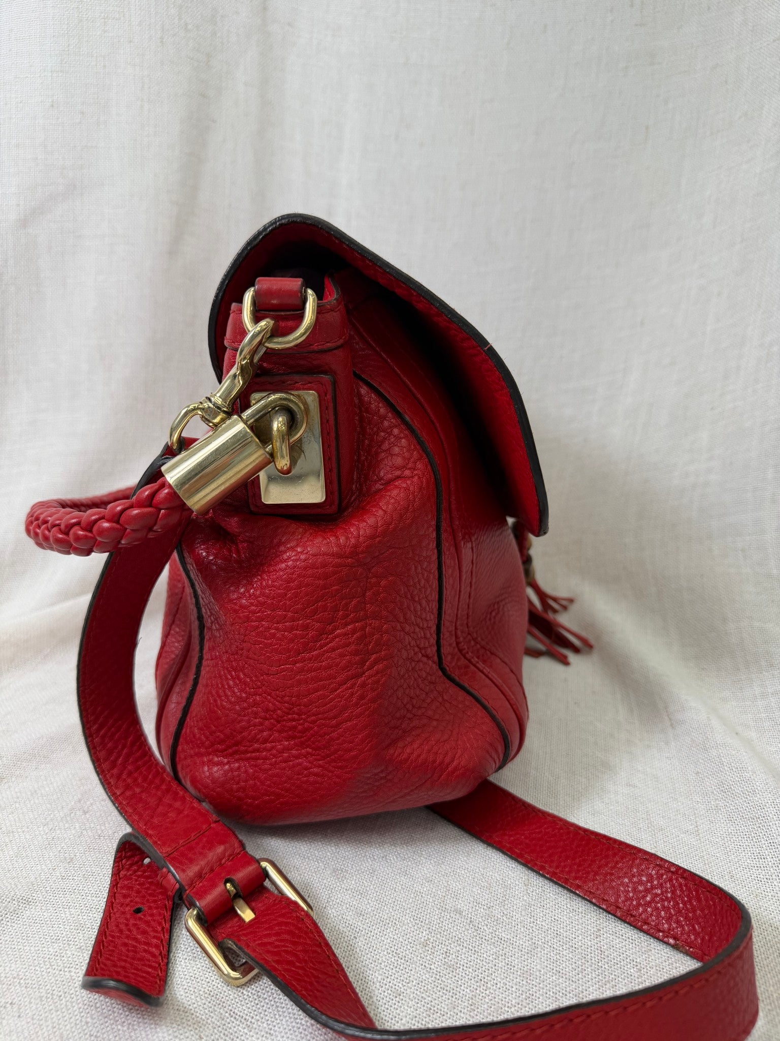 Gucci Red Leather Bella Flap Shoulder Bag