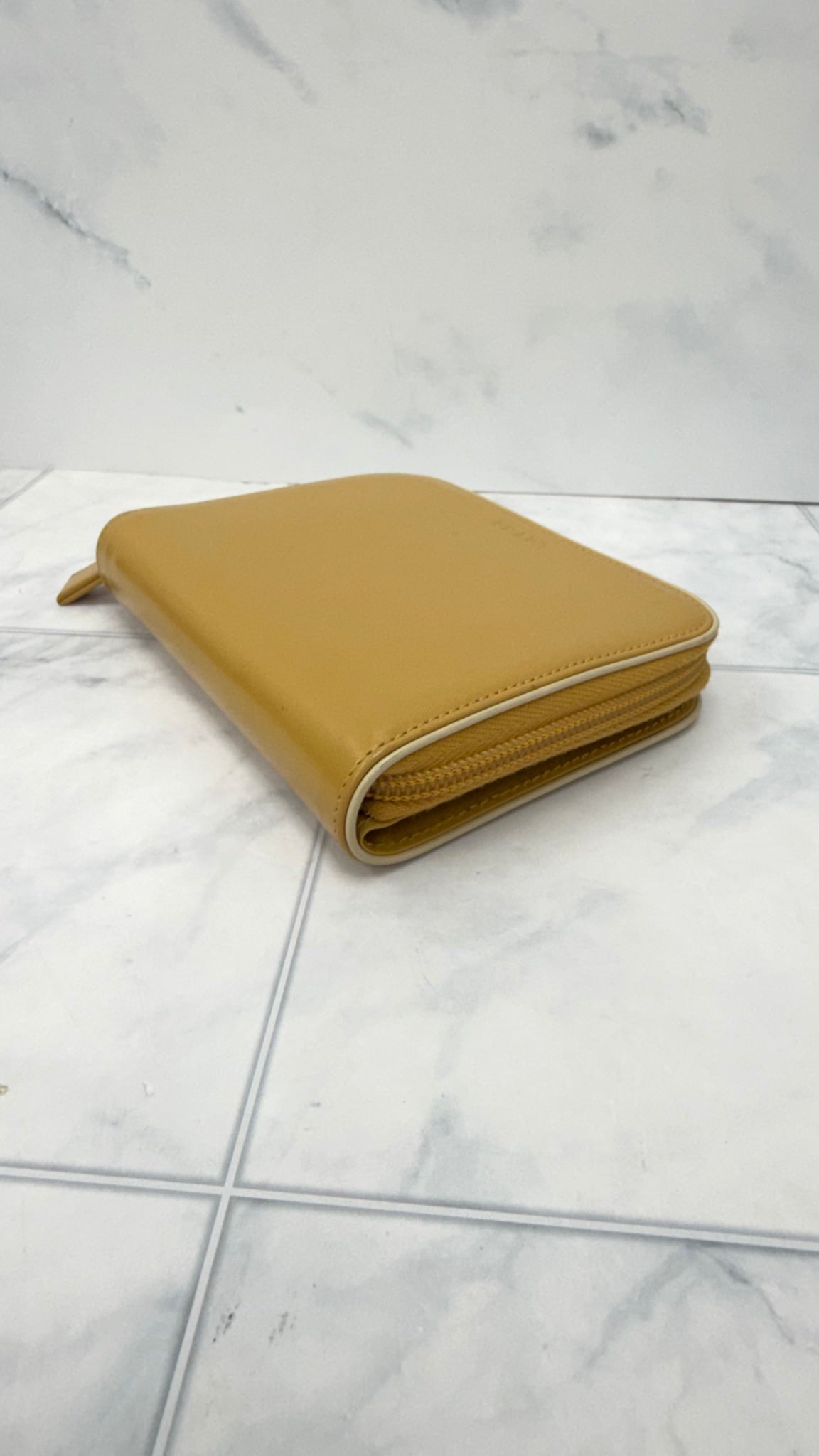 Prada Tan Leather Compact Zippy Wallet