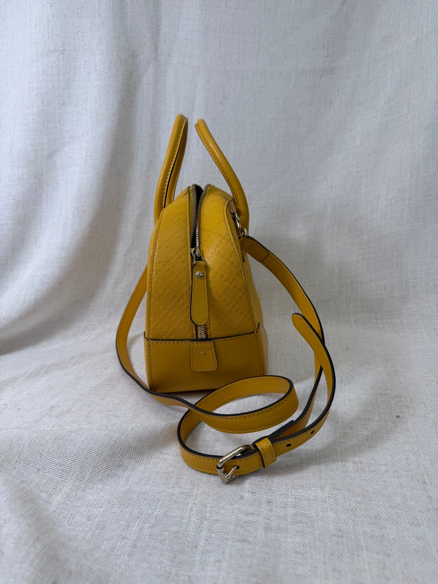 Gucci Yellow Diamante Leather Convertible Boston Bag