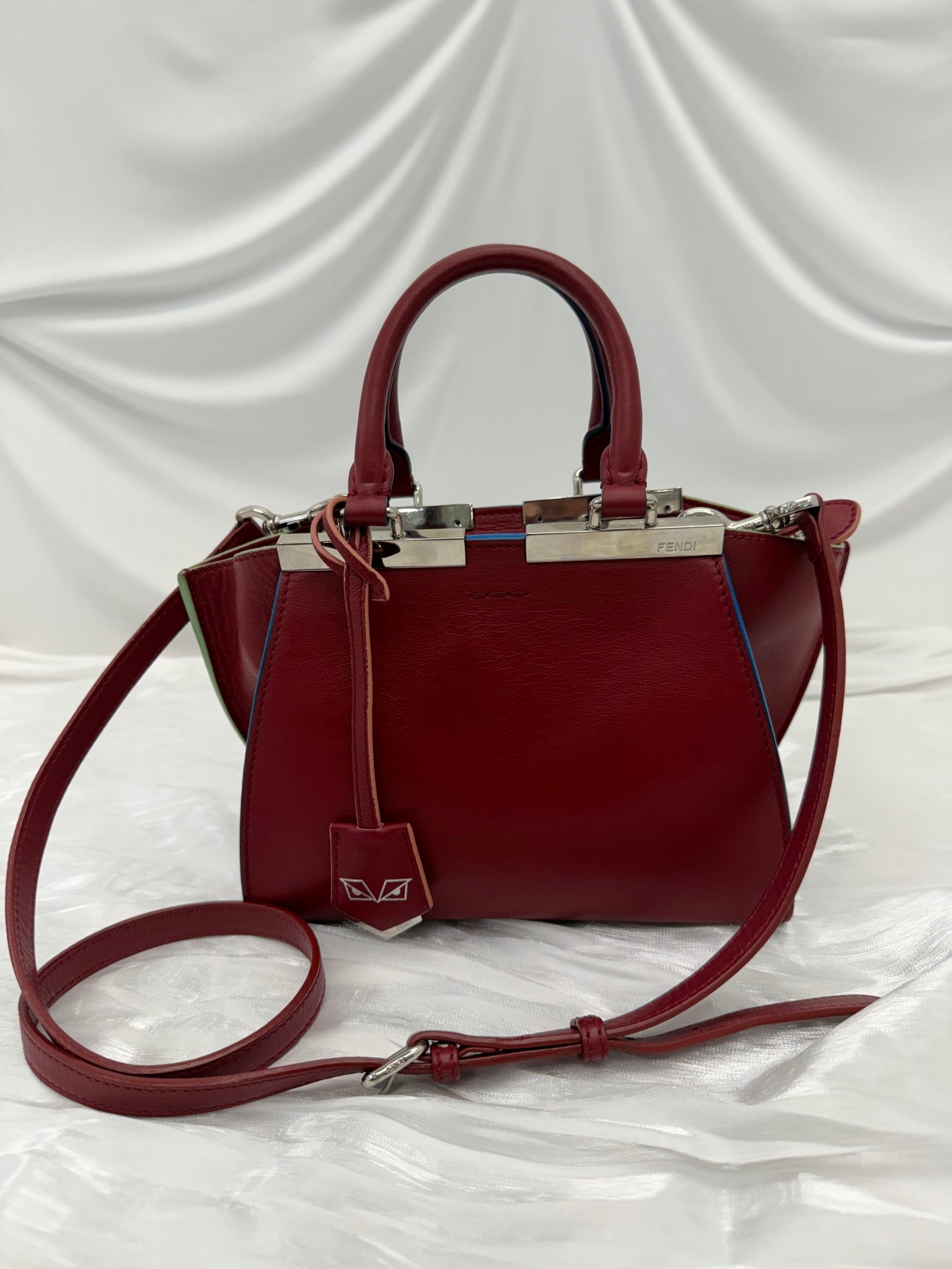 Fendi Burgundy Leather Mini 3Jours 2Way Tote