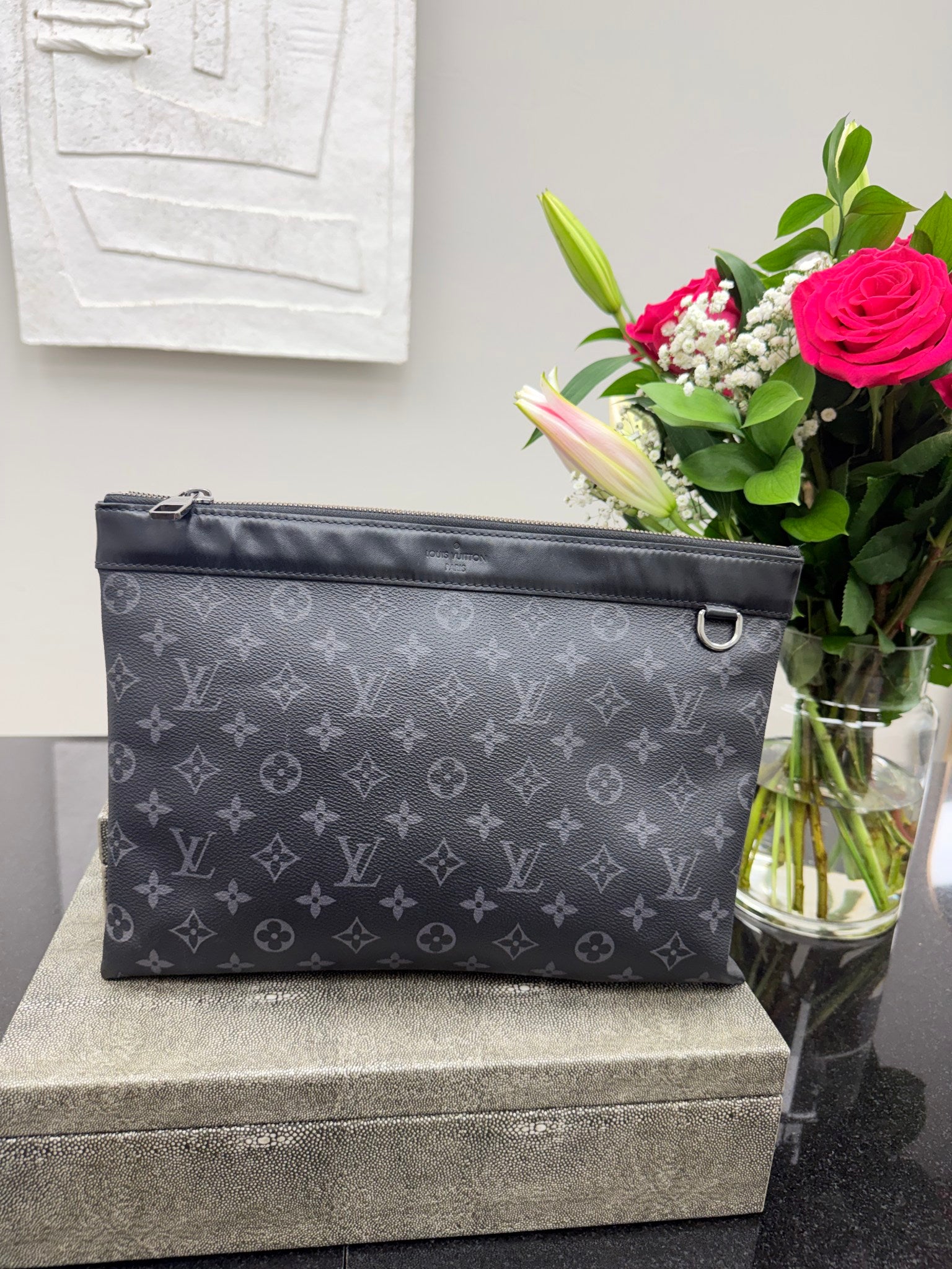 Louis Vuitton Monogram Eclipse Pochette To Go Clutch