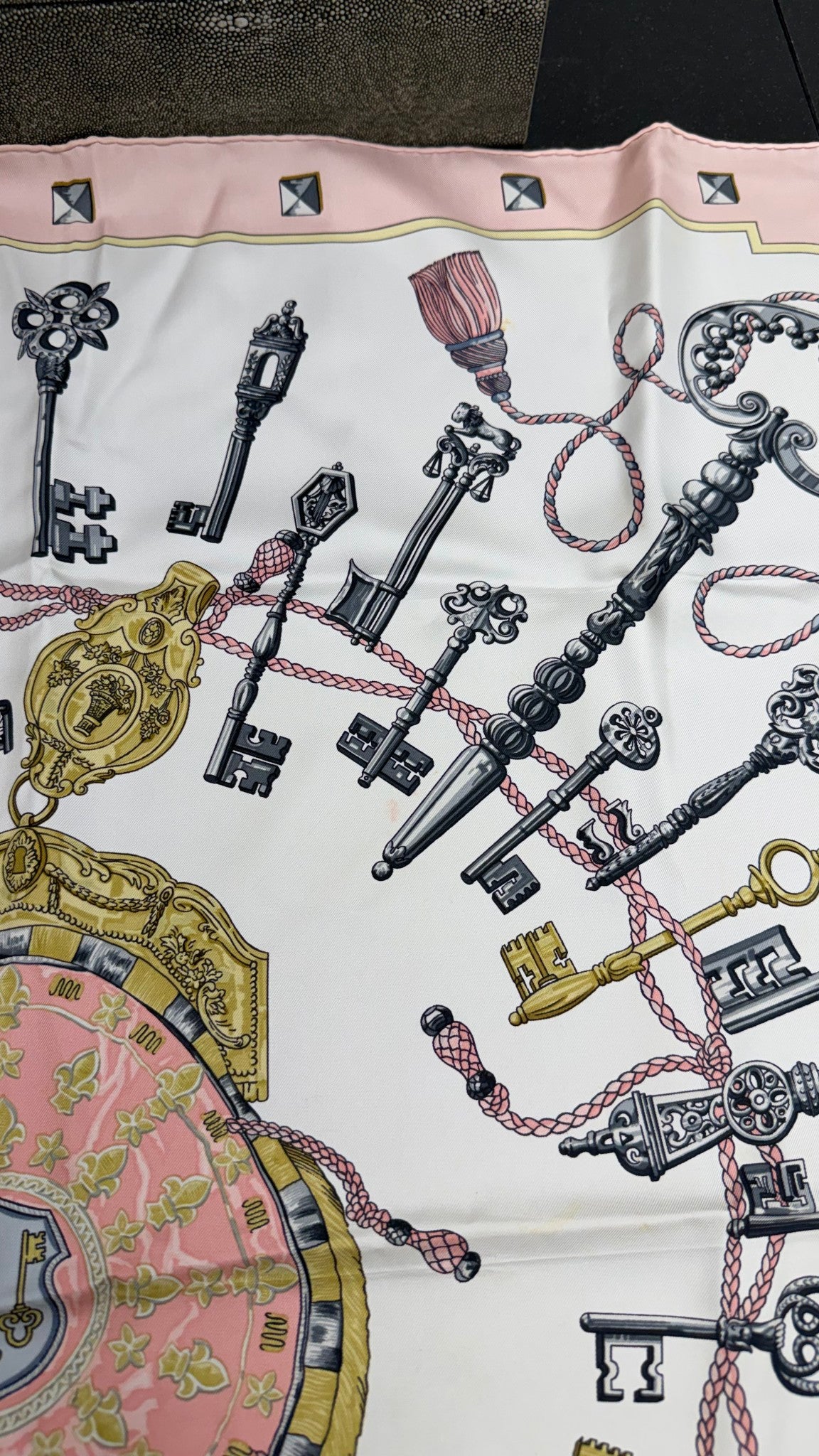 Hermes Pink Silk Les Cles Scarf