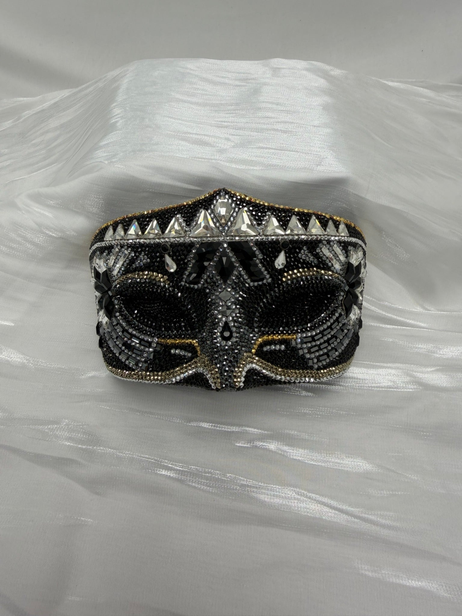 Judith Leiber Collector’s Edition Swarovski Crystal Mask Minaudiere Clutch with Chain