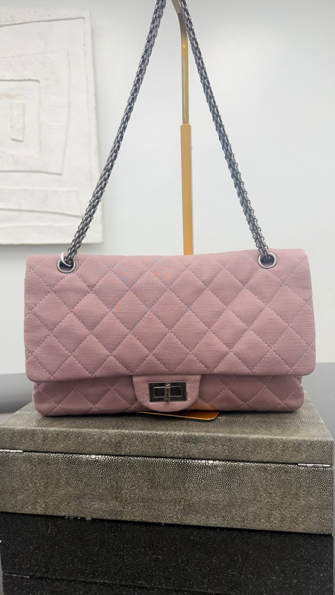 Chanel Dusty Pink Jersey Medium Reissue Double Flap Handbag