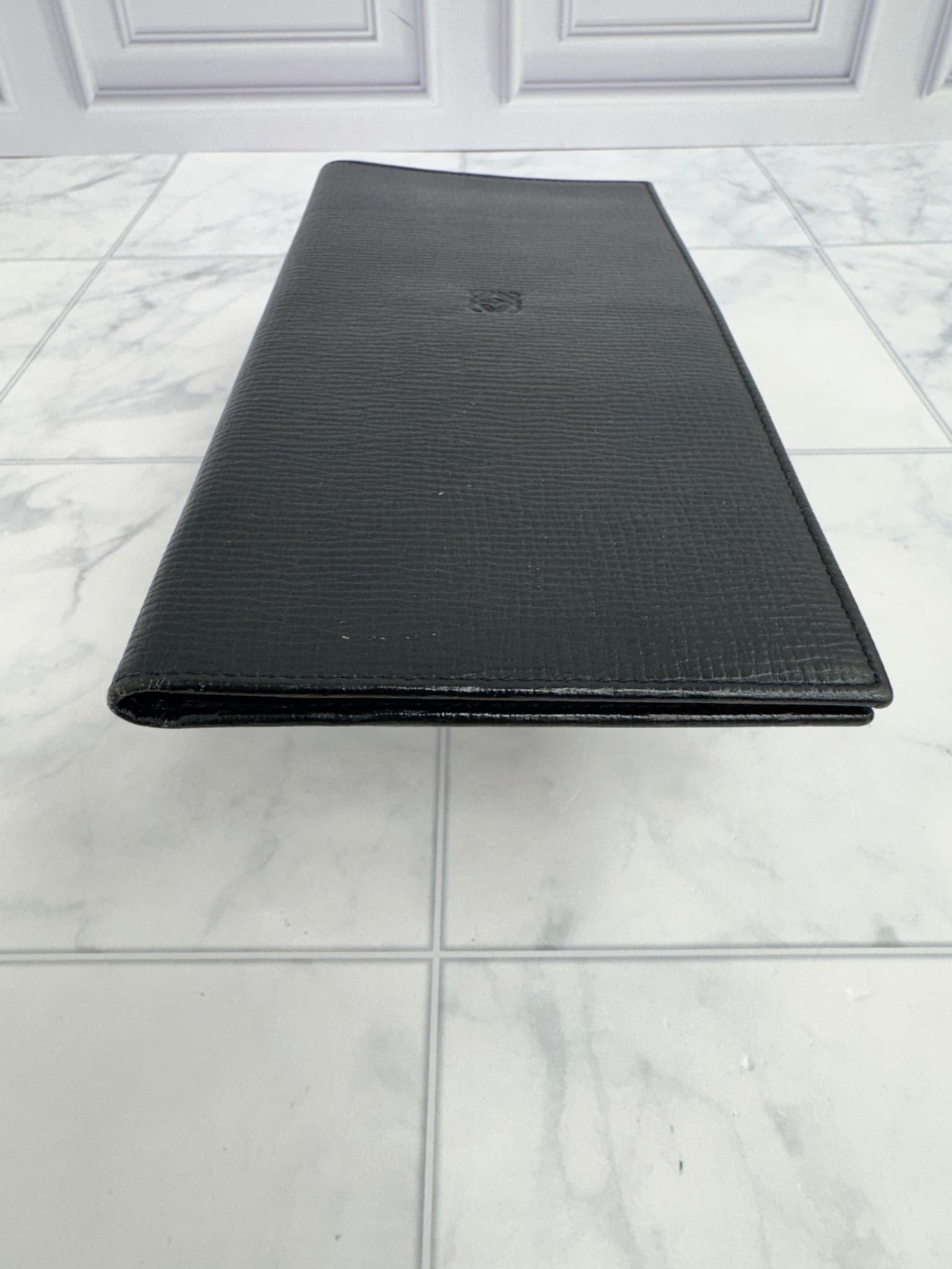 Loewe Black Grained Leather Long Wallet