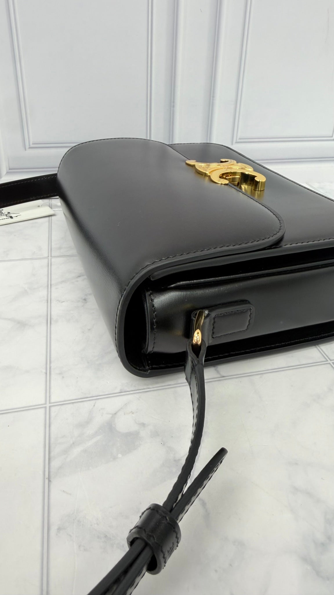 LIKE NEW - Celine Black Leather Classique Triomphe Crossbody Bag