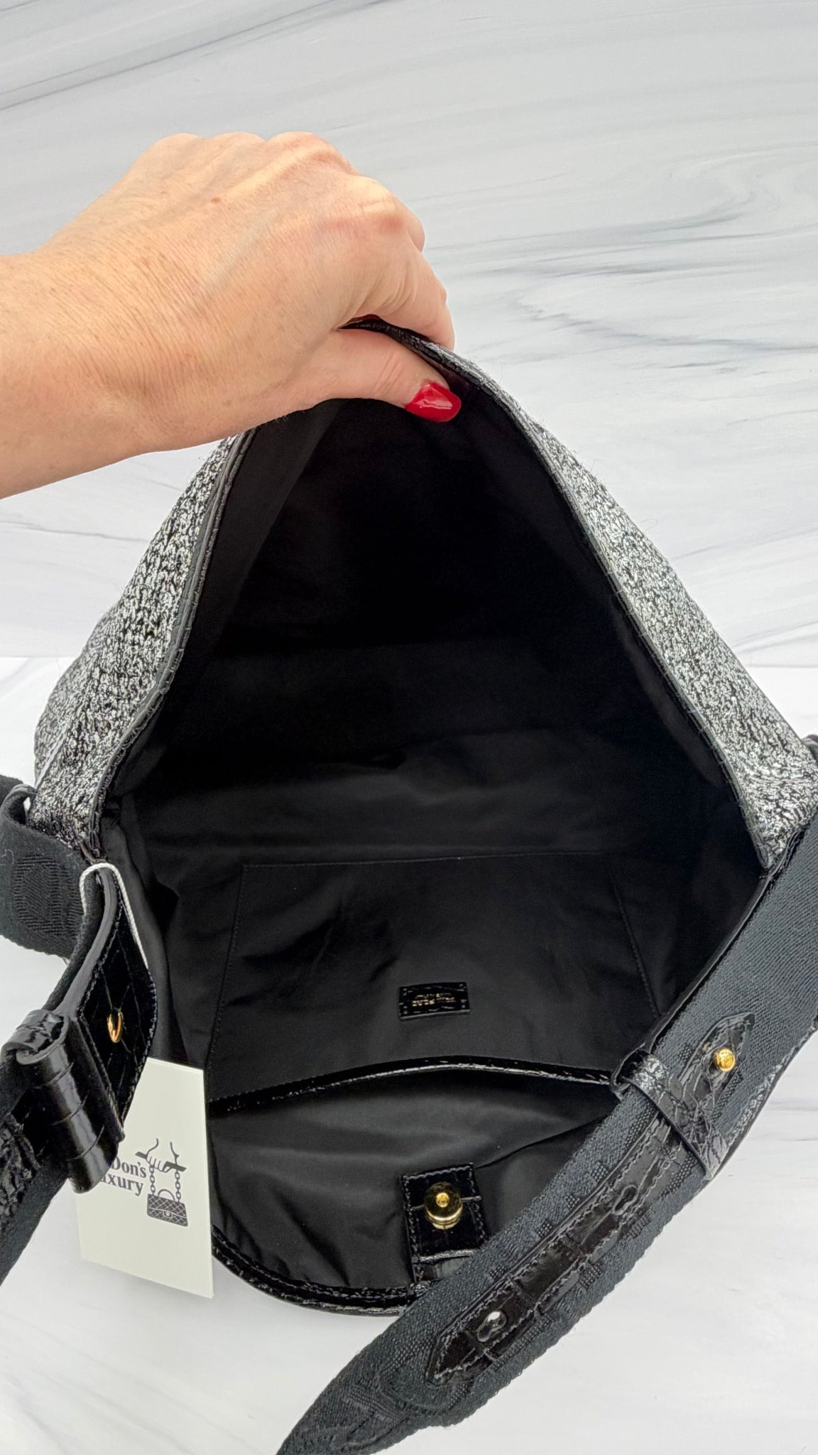 Tom Ford Silver And Black Tweed Shoulder Tote Bag
