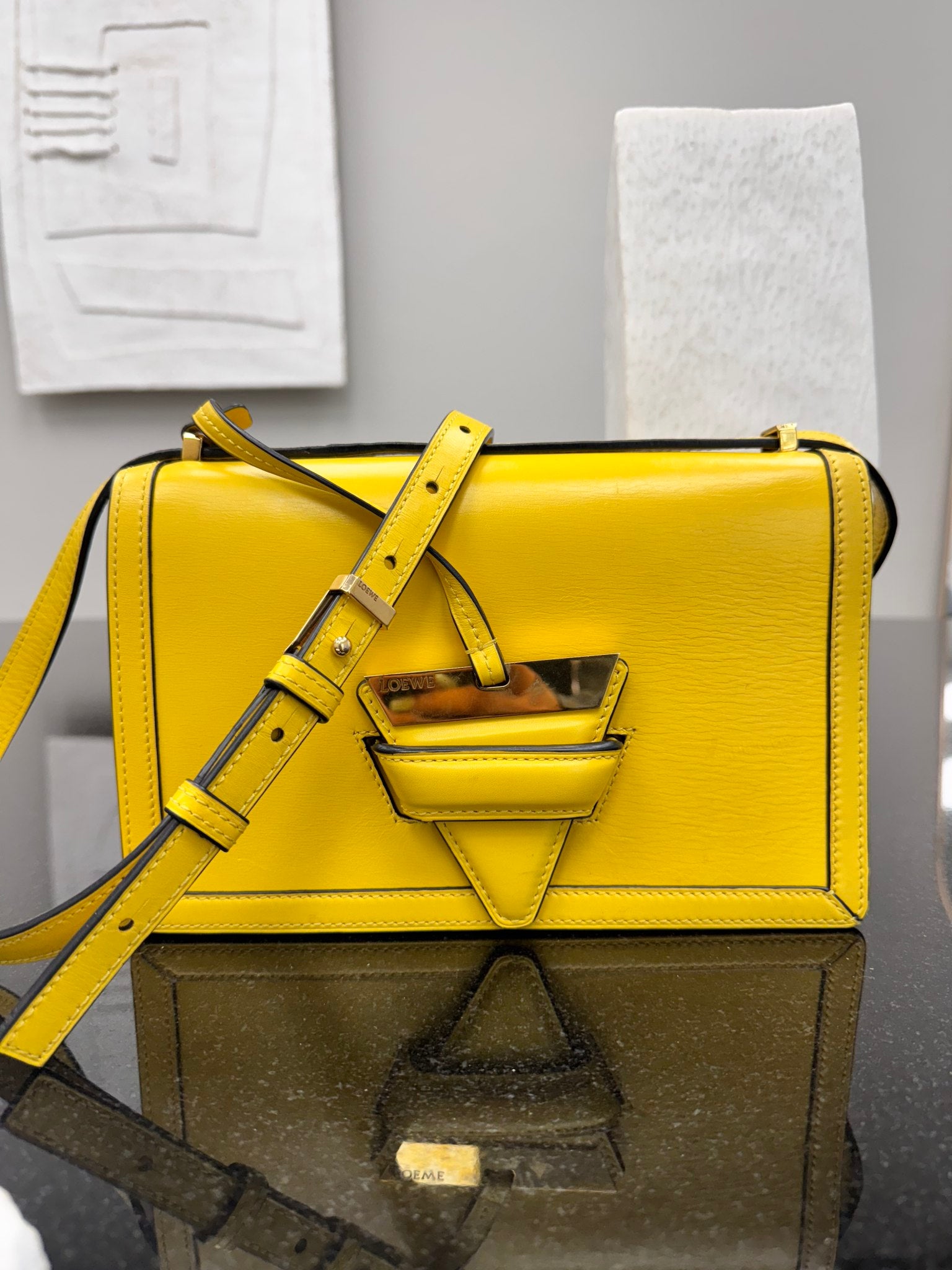 Loewe Yellow Leather Barcelona Crossbody Bag