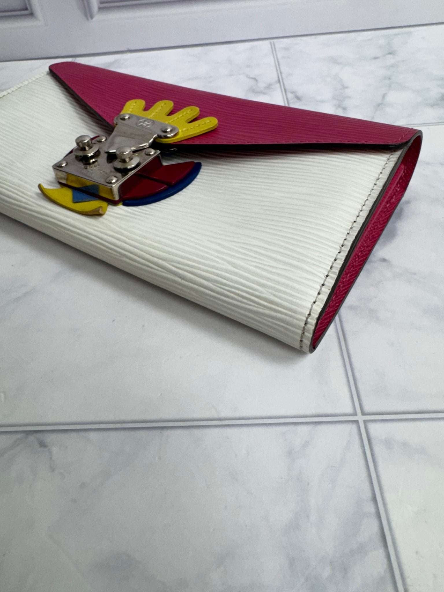 Louis Vuitton Pink And White Epi Tribal Mask Long Wallet