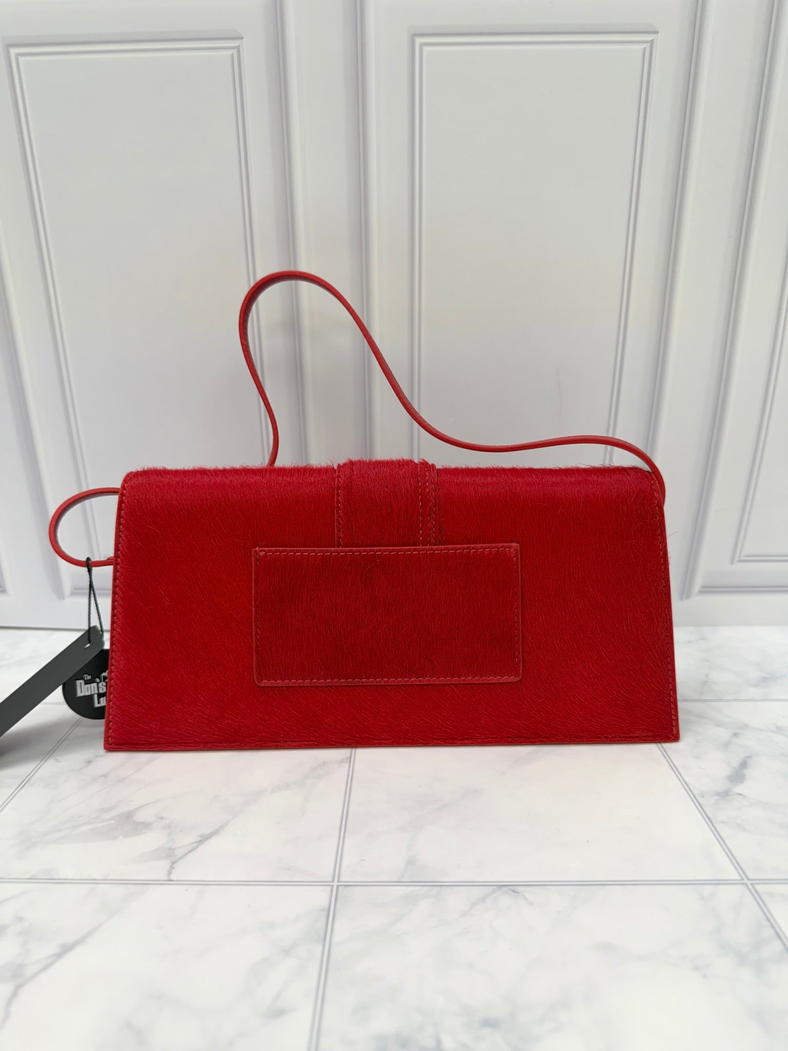 BRAND NEW - Jacquemus Red Pony Hair Le Bambino Long Shoulder Bag