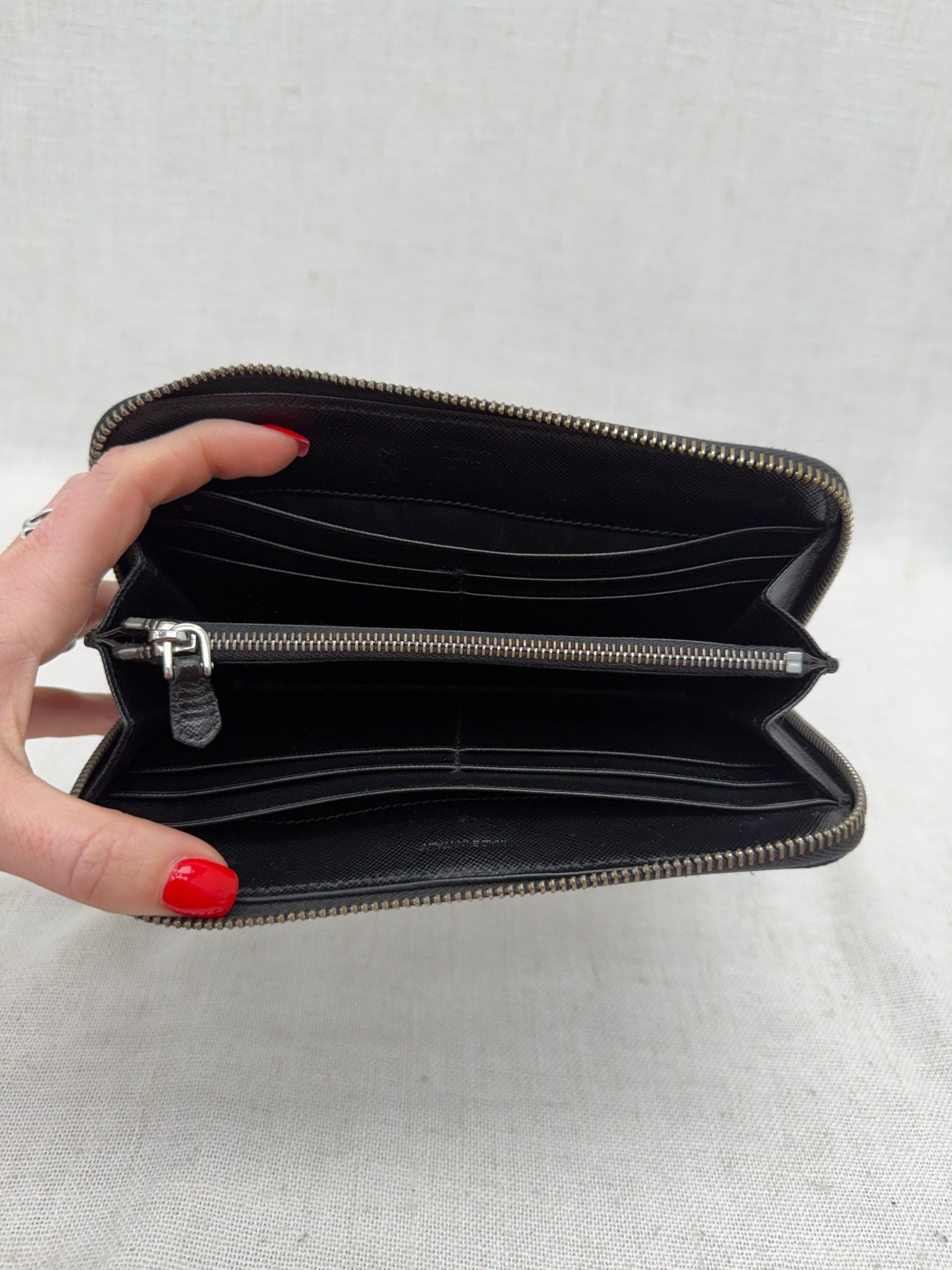 Prada Black Nylon Zippy Wallet