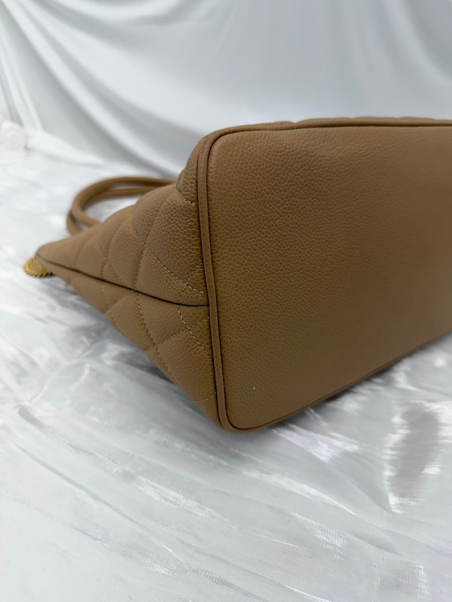 Chanel Beige Caviar Quilted Medallion Tote Bag