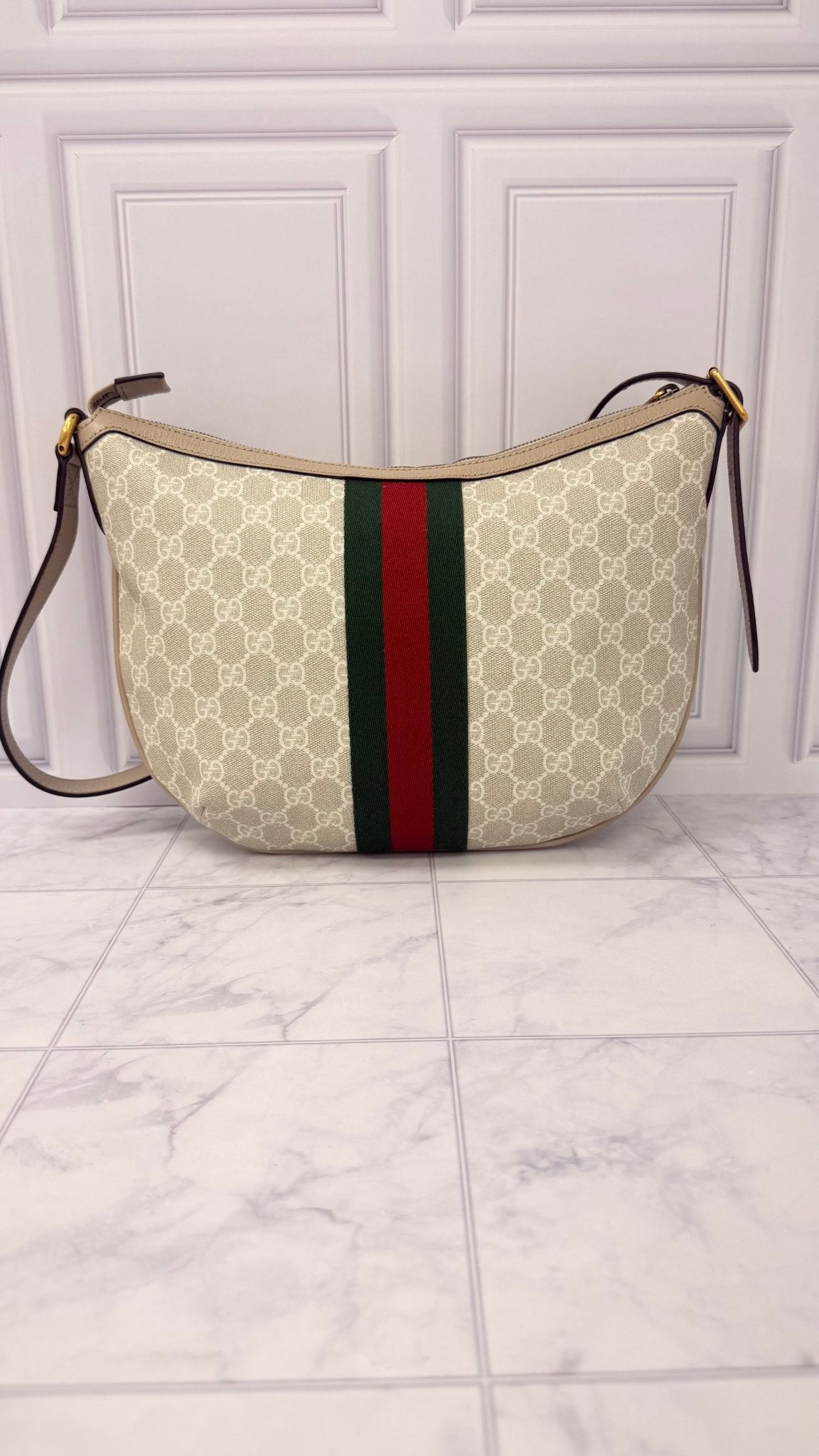 BRAND NEW - Gucci Cream GG Supreme Ophidia GG Small Shoulder Bag