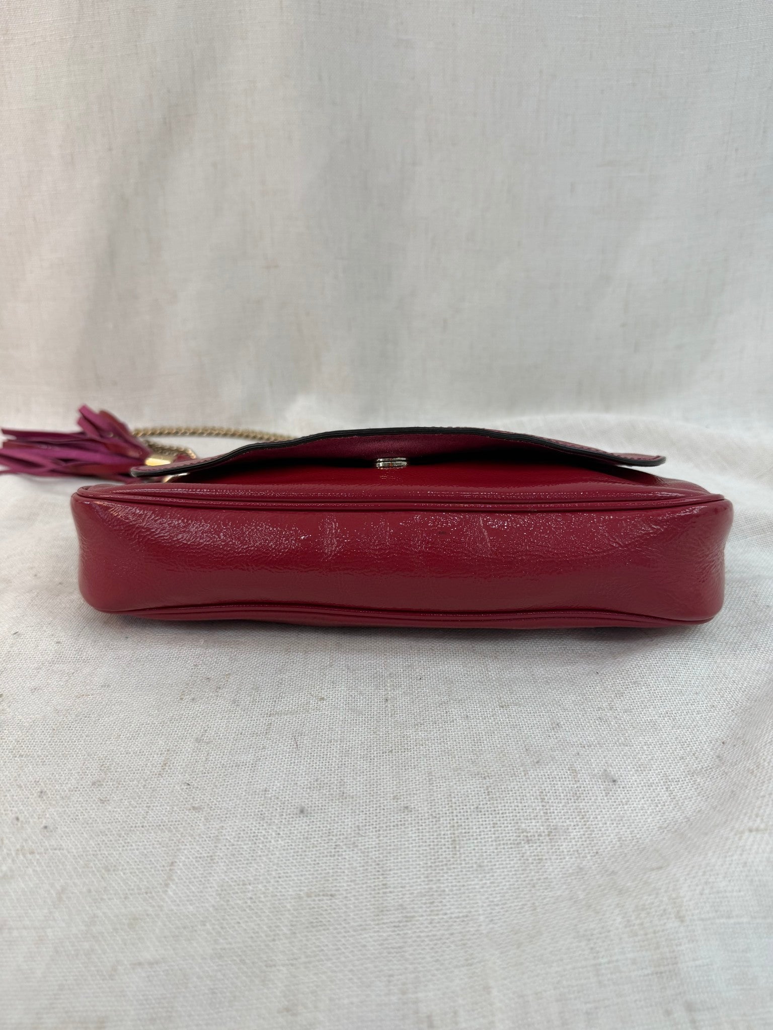 Gucci Red Patent Leather Soho Disco Chain Bag