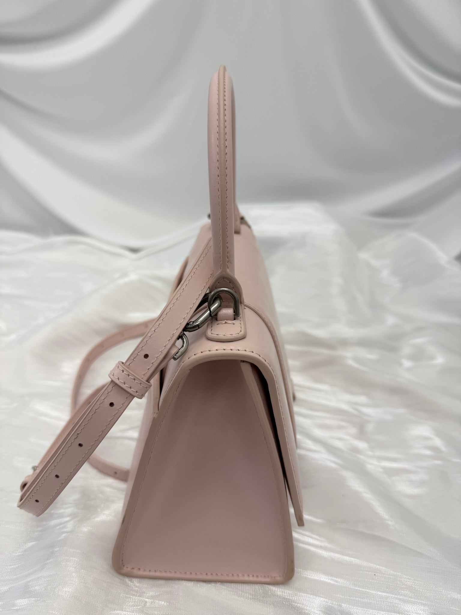 Balenciaga Light Pink Leather Small Hourglass Top Handle Bag