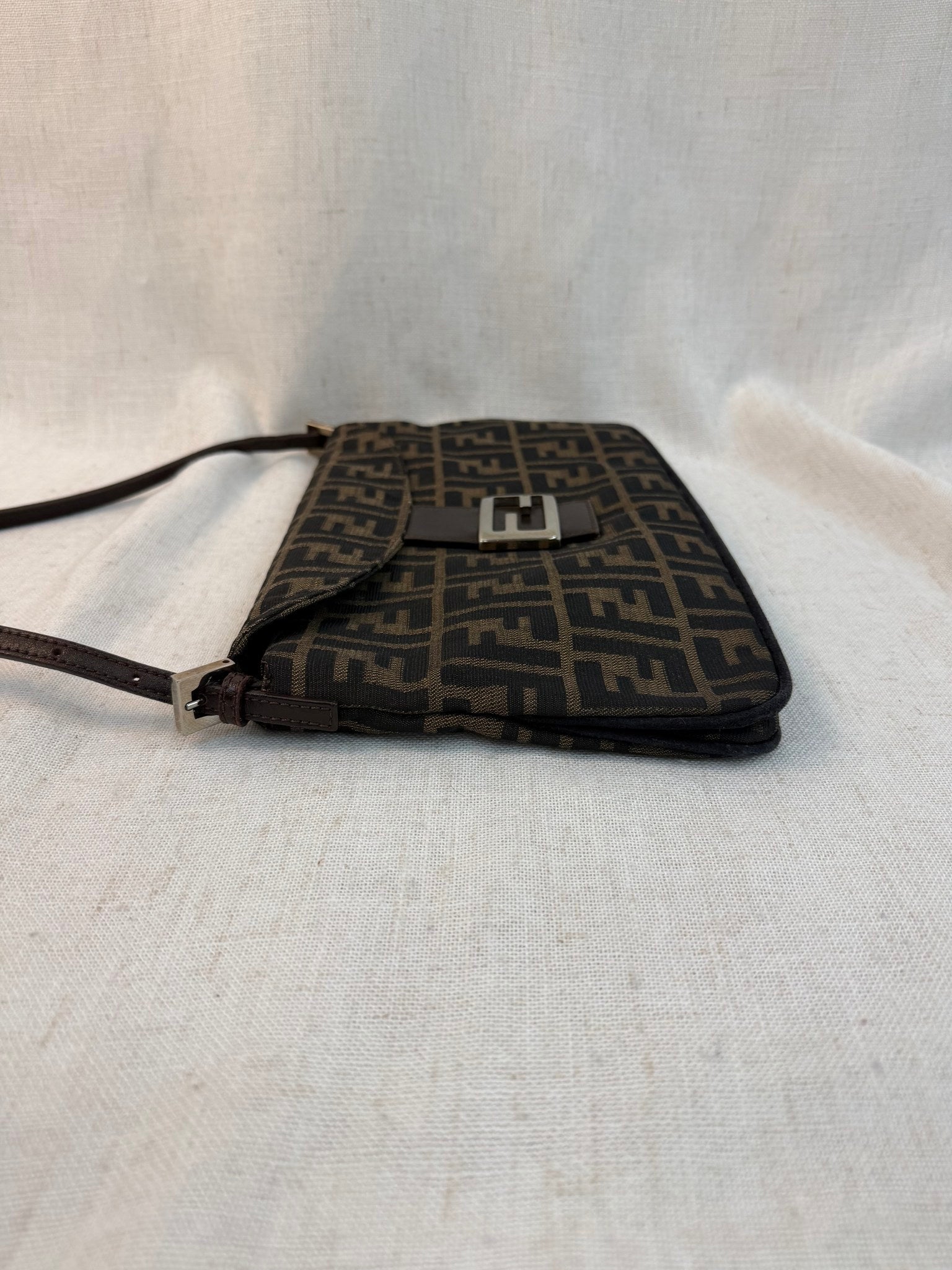 Fendi Brown Canvas Zucca Vintage Shoulder Bag