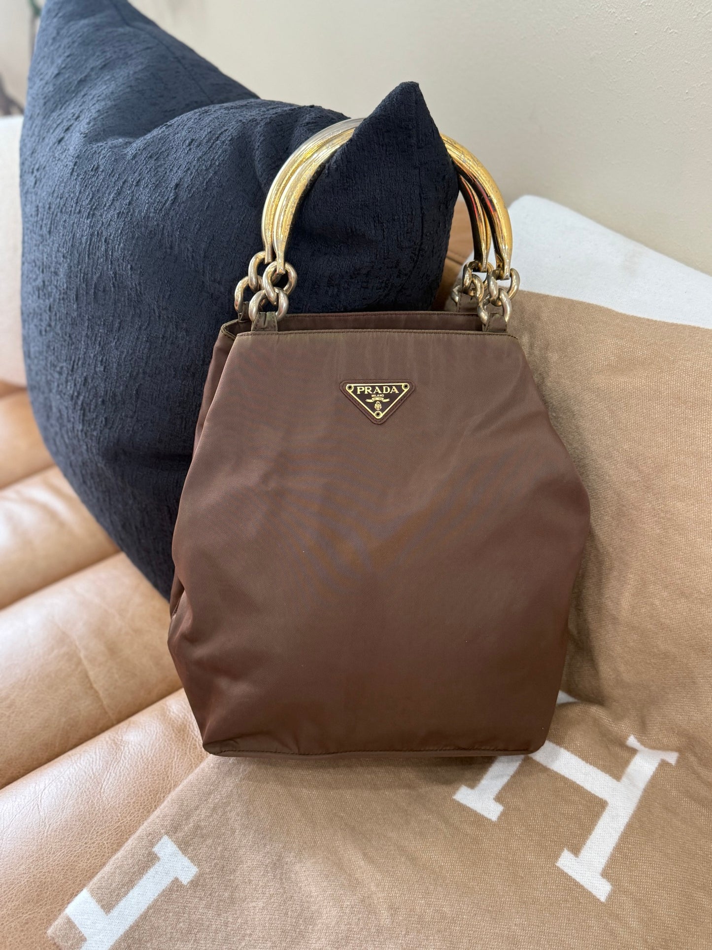Prada Brown Nylon Handbag