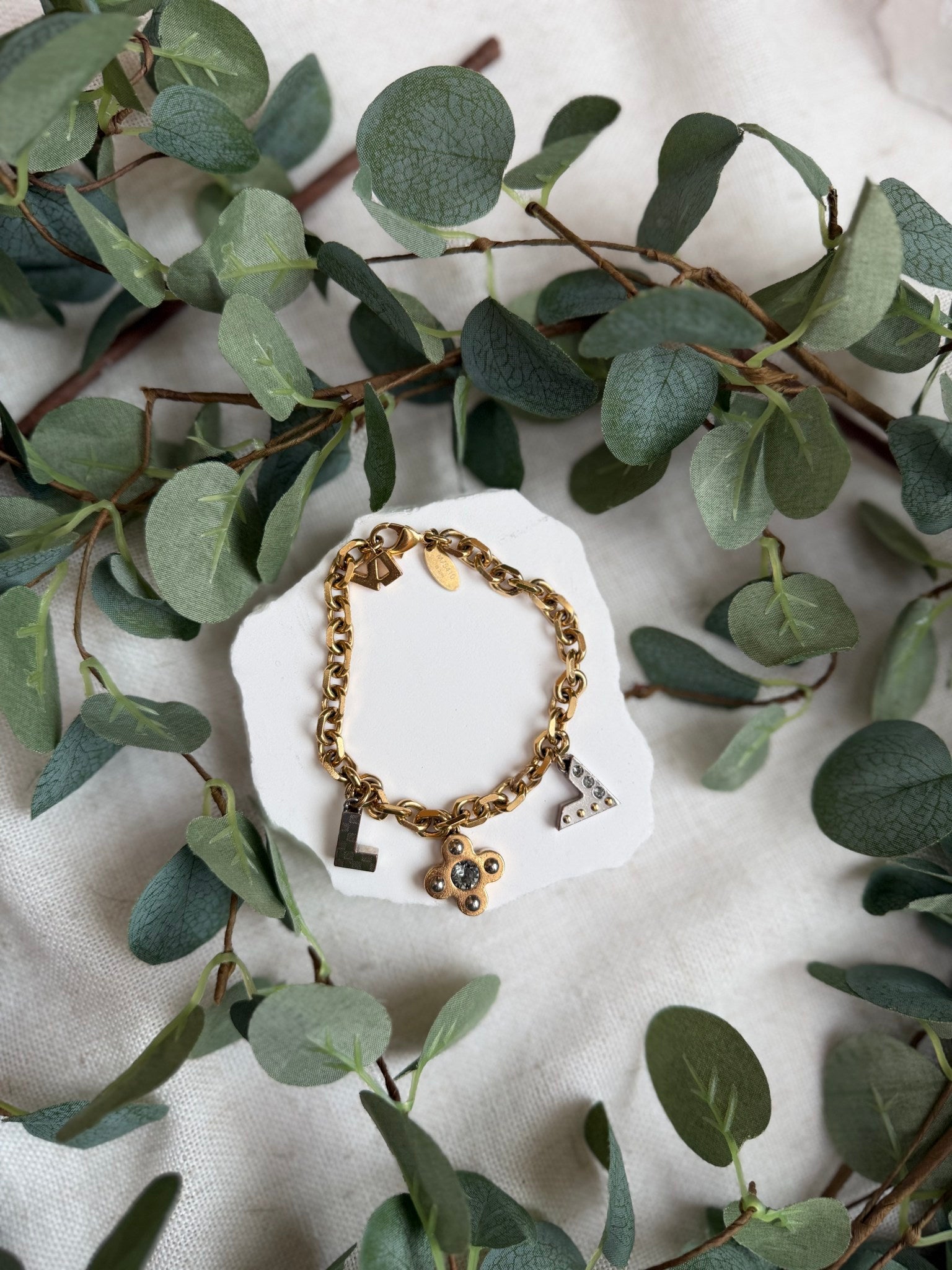 Louis vuitton Gold Silver Chain Charms Bracelet