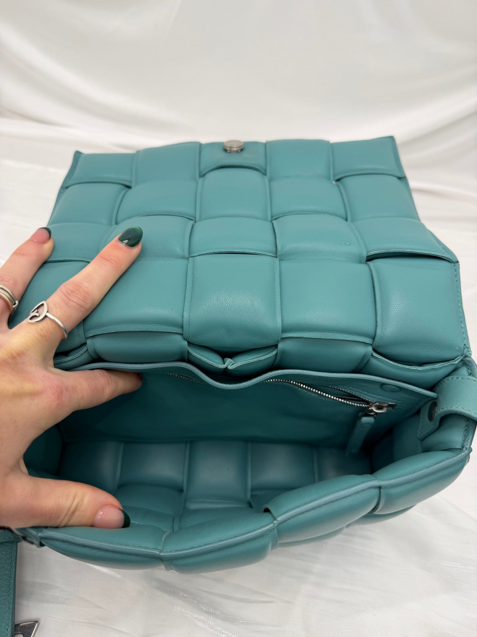 Bottega Veneta Turquoise Padded Leather Cassette Crossbody