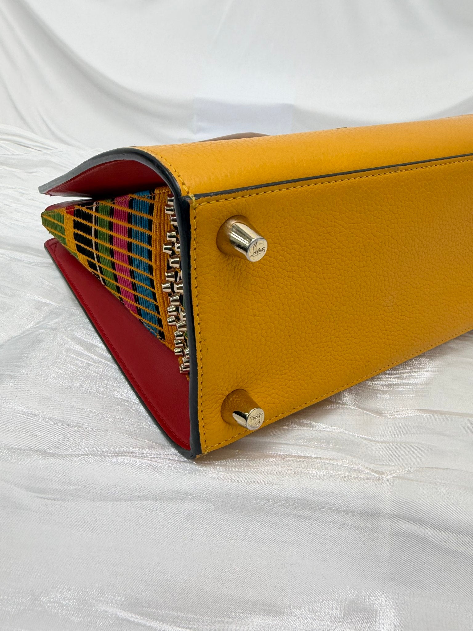 Christian Louboutin Yellow Leather & Textile Small Paloma Handbag