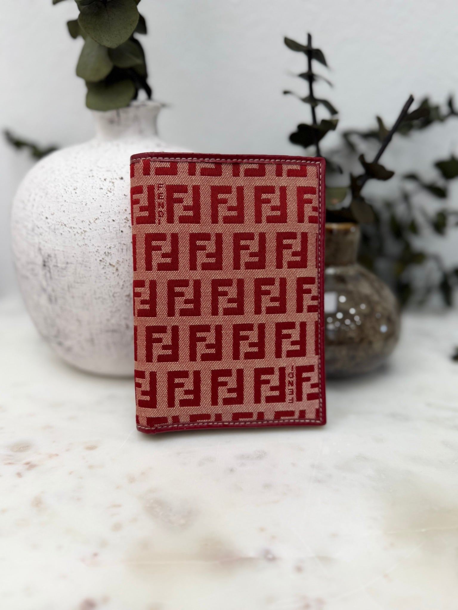 Fendi Red Zucca Canvas Compact Bifold