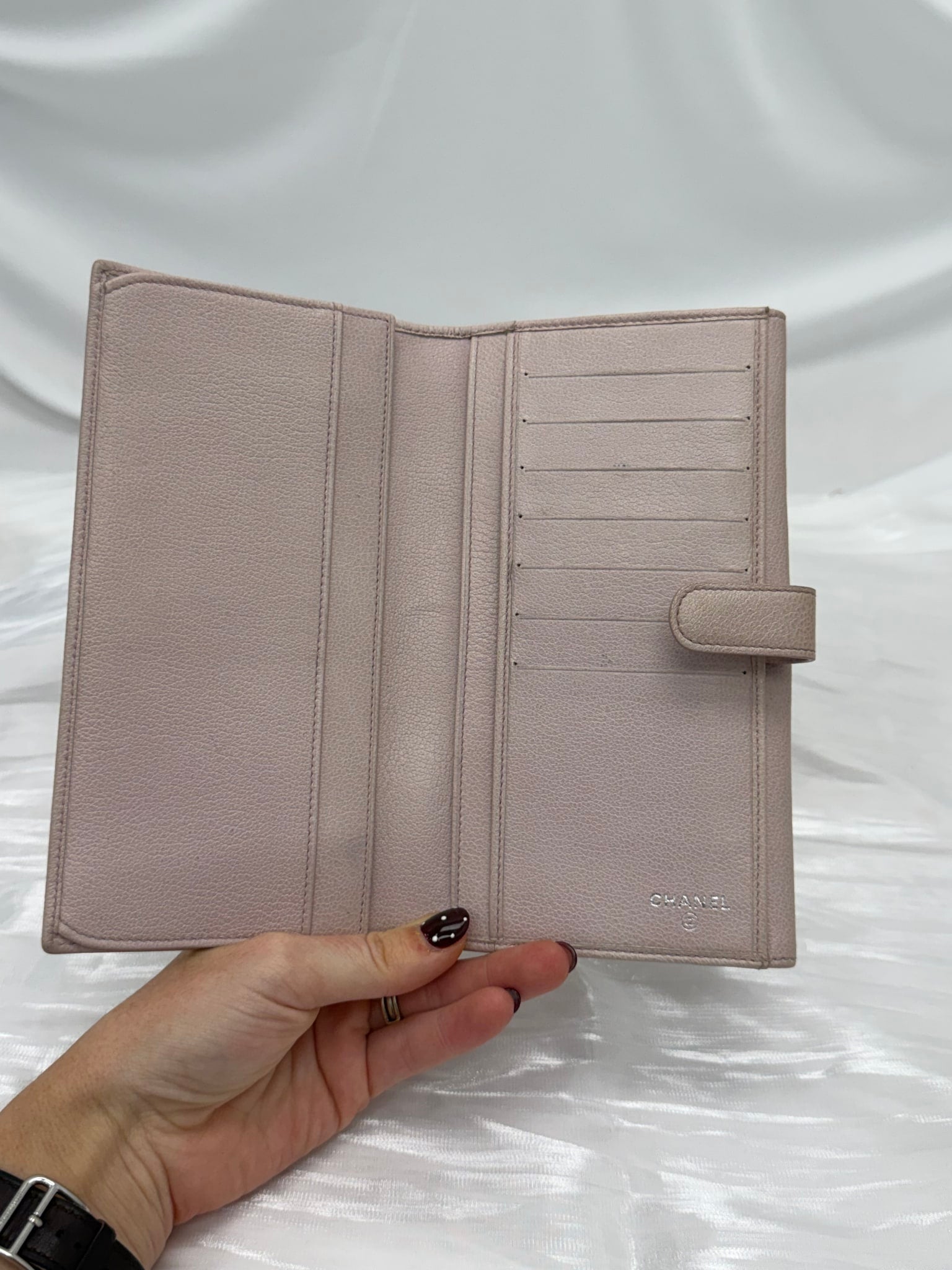 Chanel Pink Lambskin Camellia Long Wallet