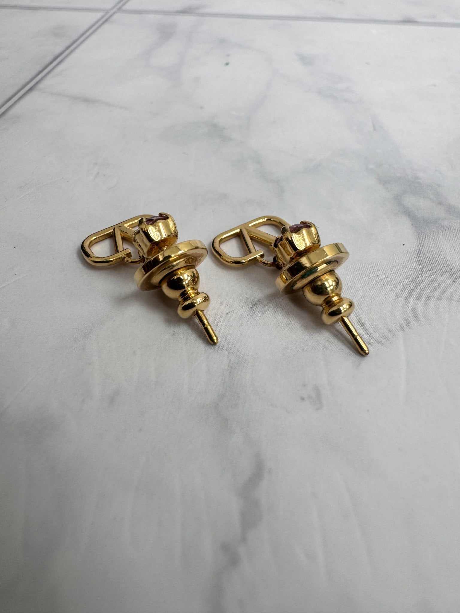 Valentino Gold And Pink VLogo Earrings