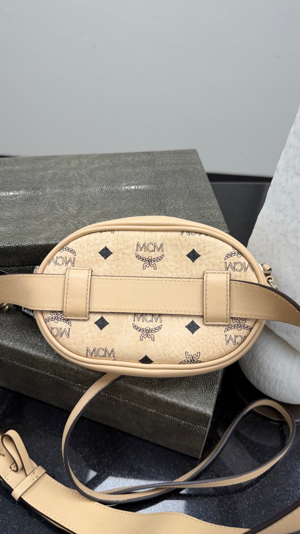 MCM Beige Visetos Coated Canvas Beltbag Crossbody Bag