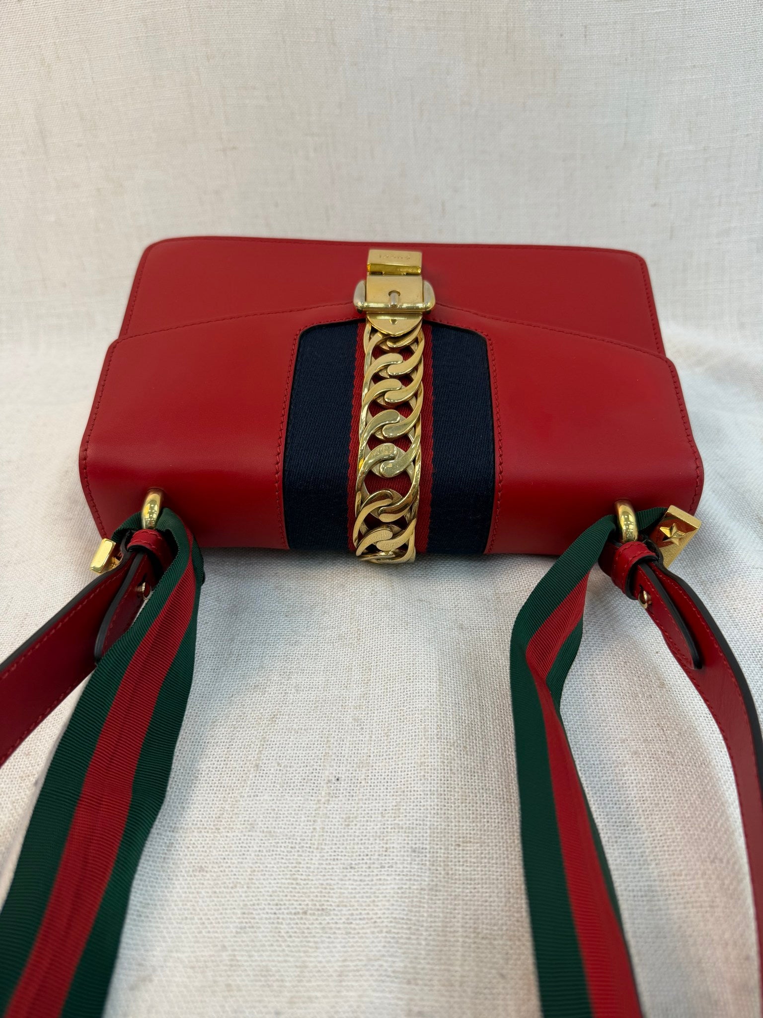 Gucci Red Leather Small Sylvie Shoulder Bag