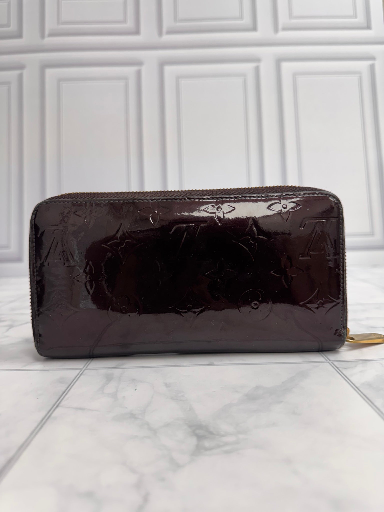 Louis Vuitton Burgundy Vernis Long Zippy Wallet