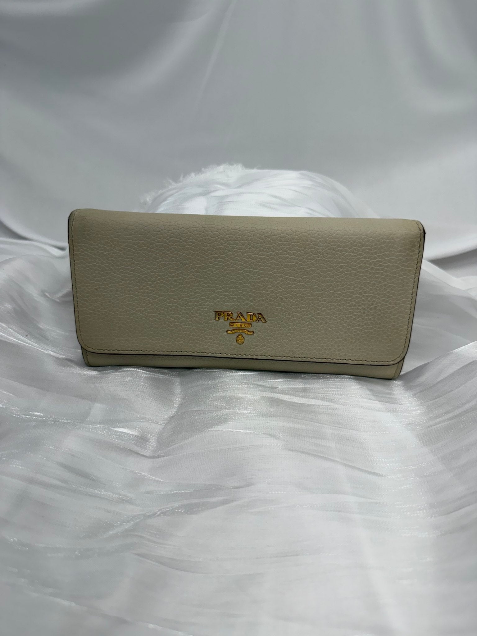 Prada Cream Leather Long Wallet