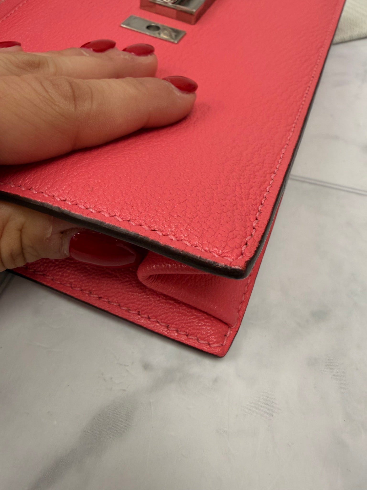 Hermes Pink Chevre Mysore Verrou Clutch