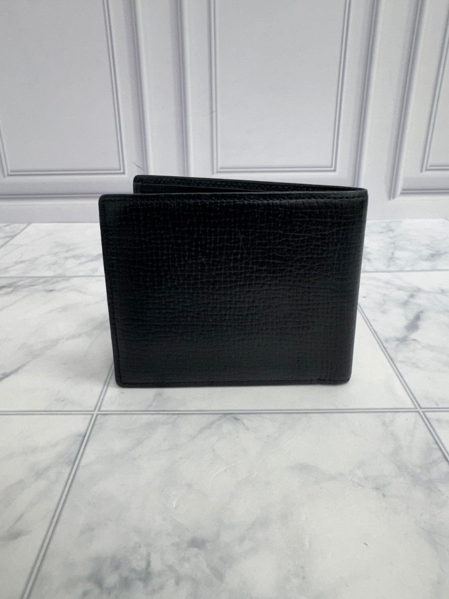 Burberry Black Grained Leather Bifold Wallet