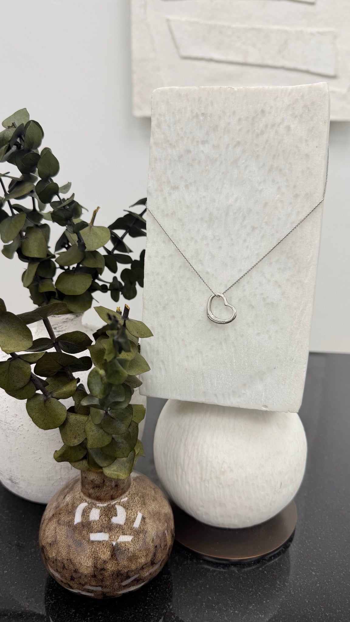 Tiffany & Co Silver Open Heart Pendant Necklace