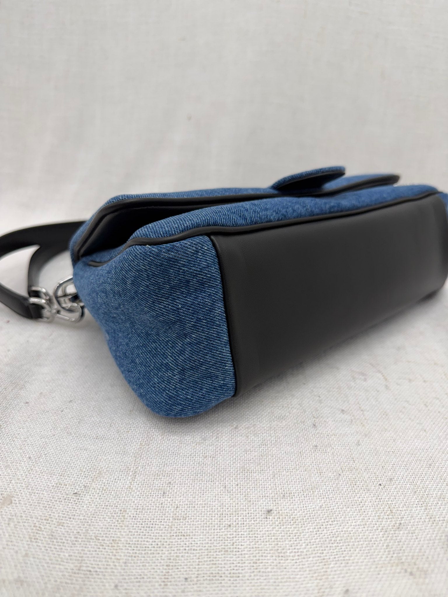 LIKE NEW - Jacquemes Denim & Black Leather Le Bambimou 2Way Bag