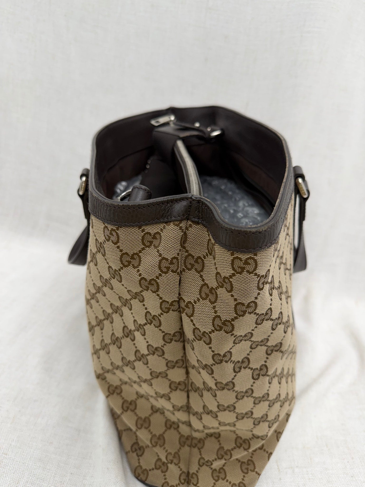 Gucci Brown GG Canvas & Leather Large 2Way Tote