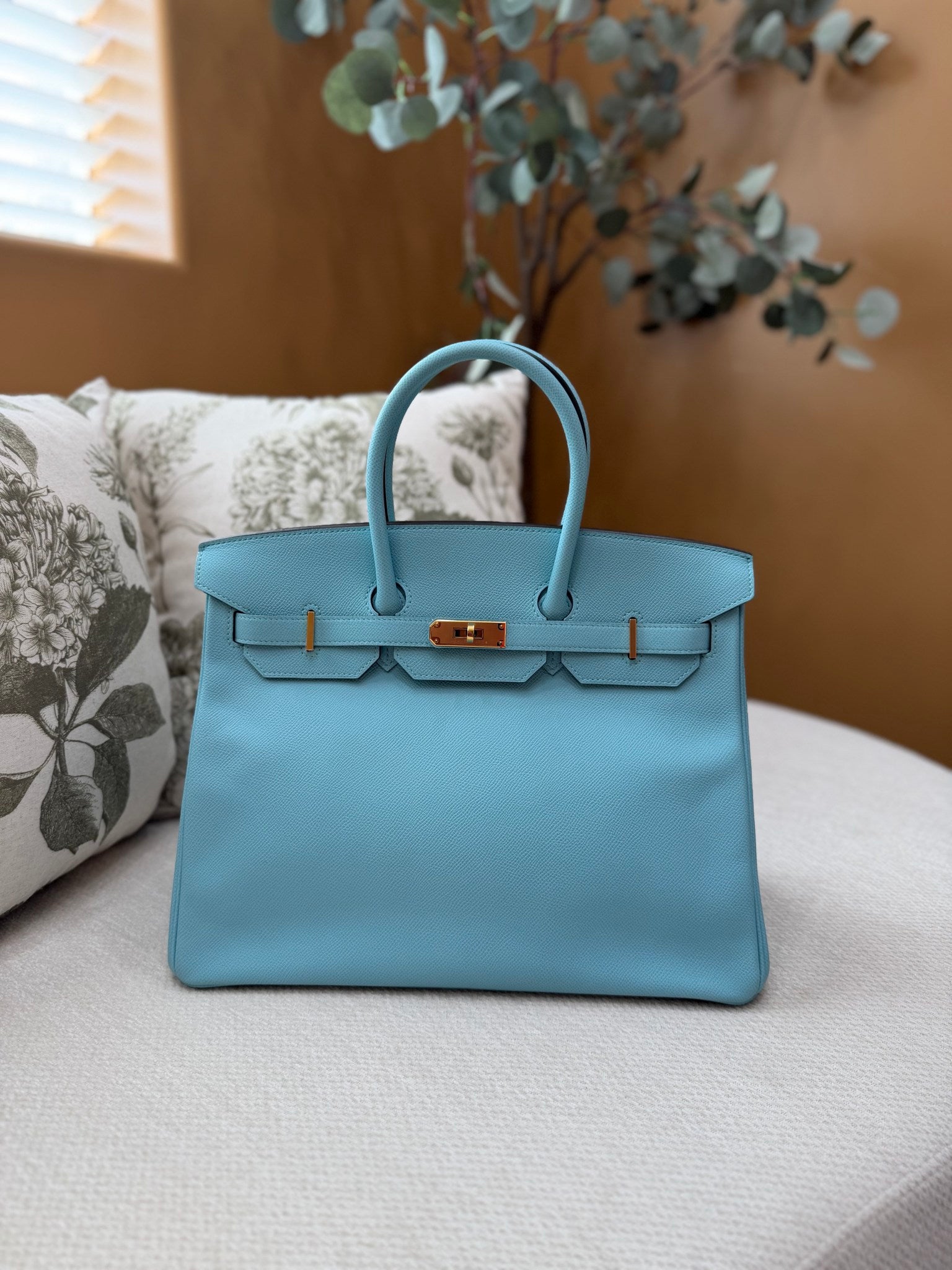 Hermes Bleu Atoll Epsom Leather Birkin 35 GHW