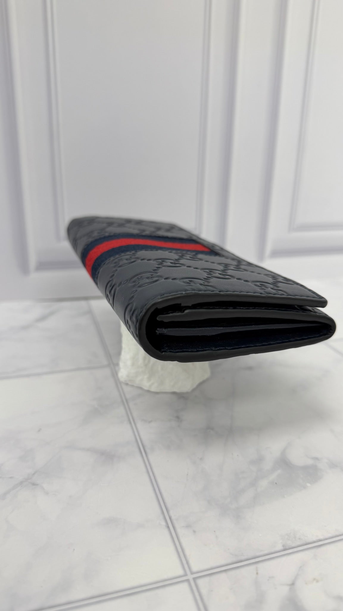 Gucci Navy Blue Guccissima Leather Long Wallet