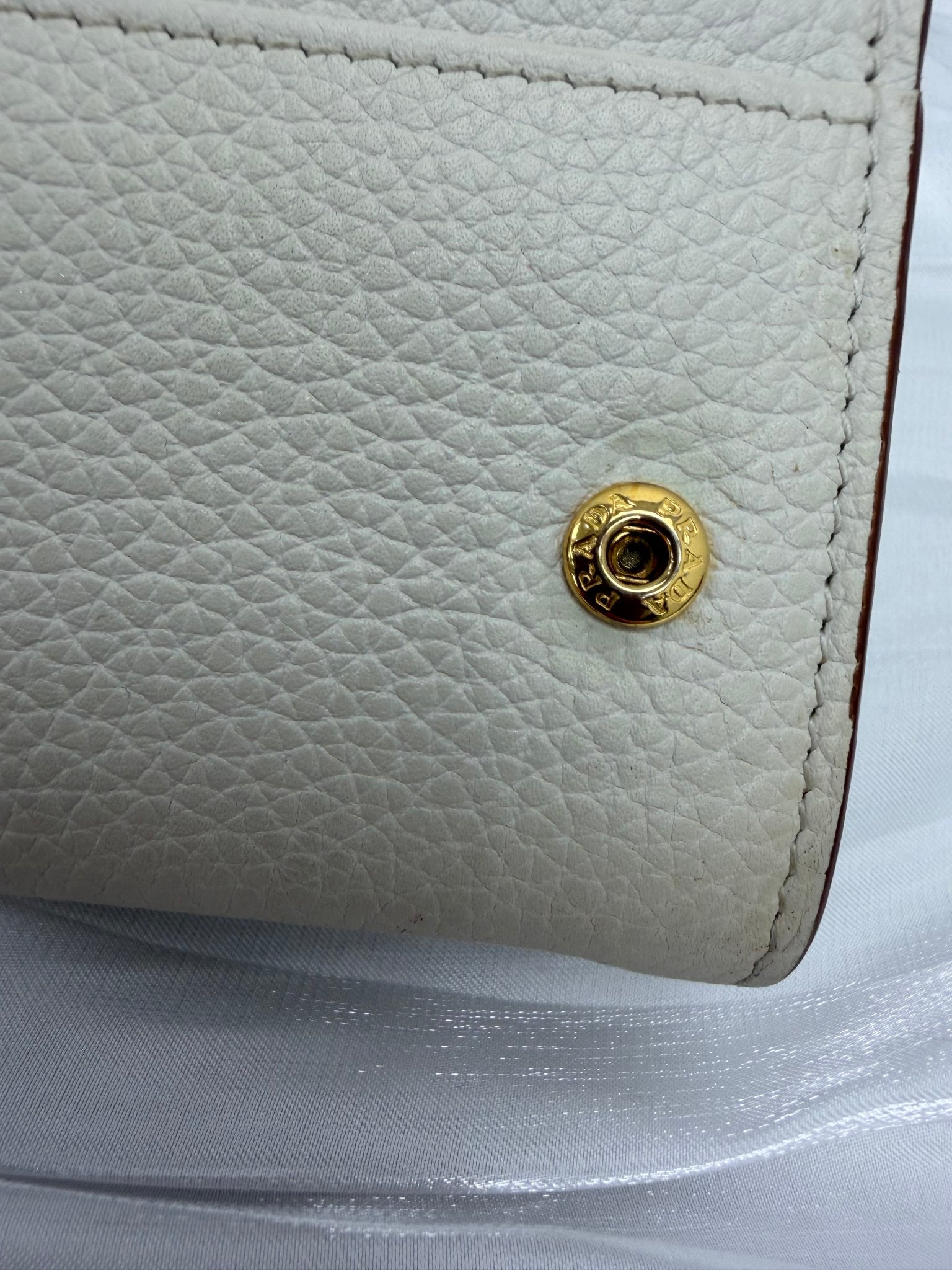 Prada Cream Leather Long Wallet