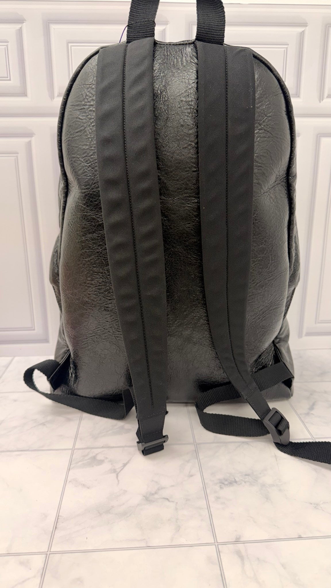LIKE NEW - Balenciaga x Lamborghini Black Textured Leather Backpack