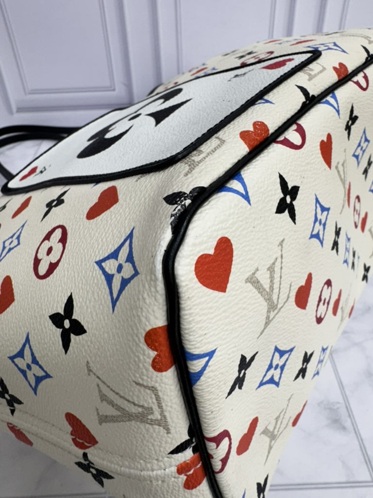 Louis Vuitton White Multicolor Game On Neverfull MM