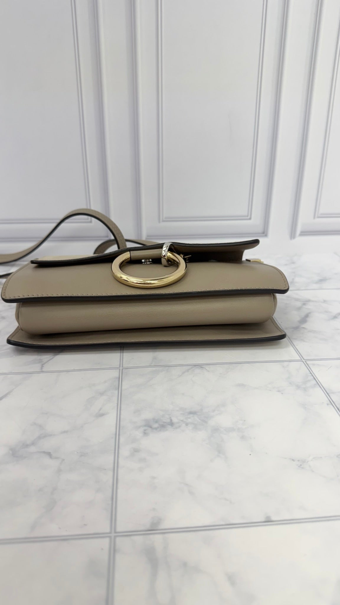 LIKE NEW - Chloe Grey Leather Small Faye Crossbody Bag