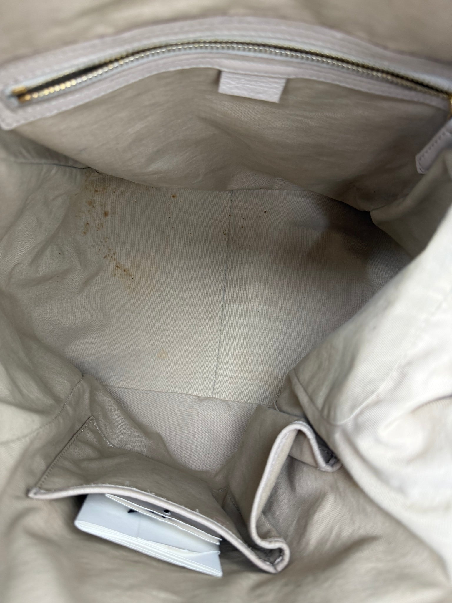 Celine Cream Pebbled Leather Top Handle Lock Bag