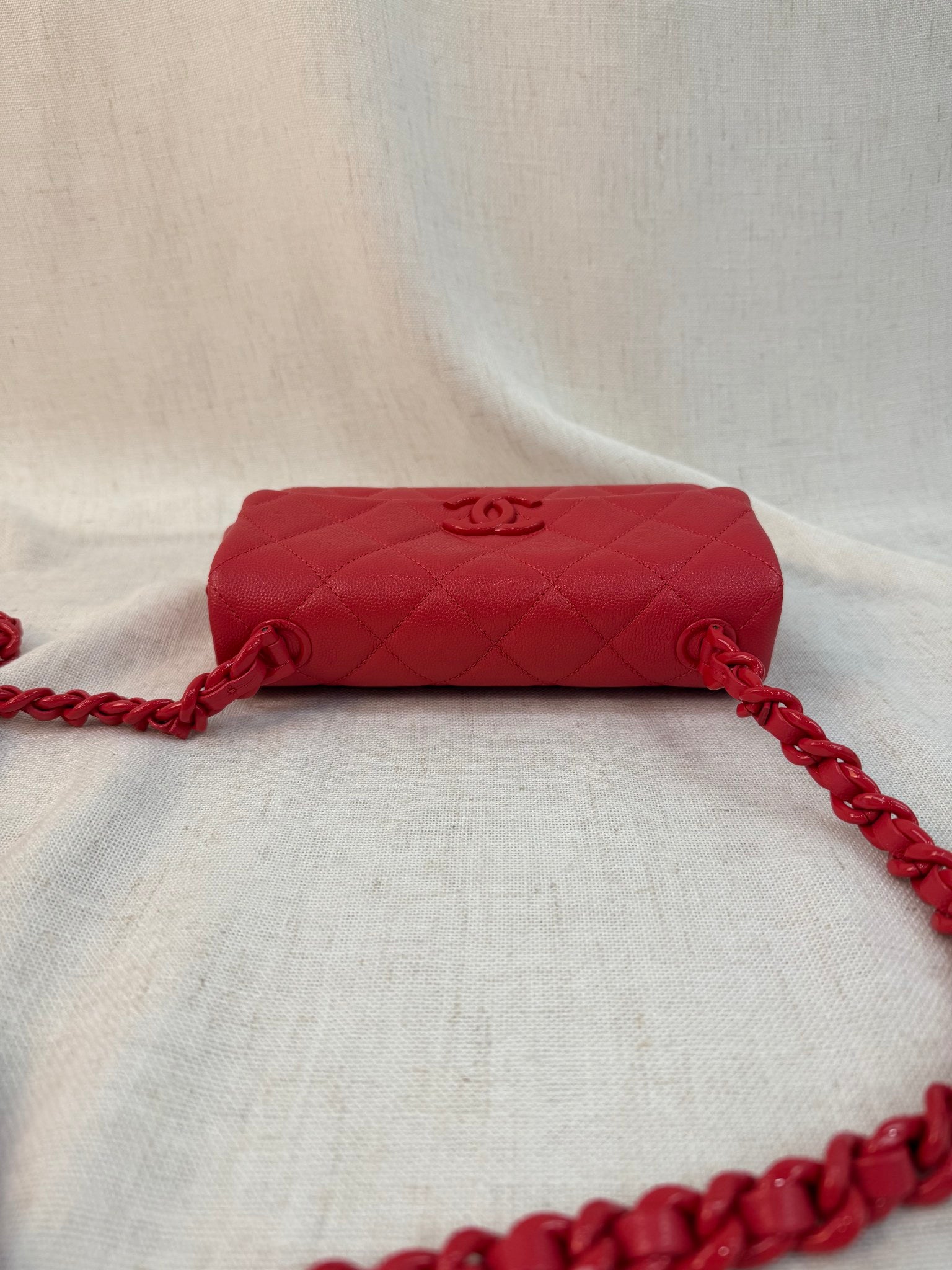 Chanel Coral Pink Caviar Leather My Everything Bag