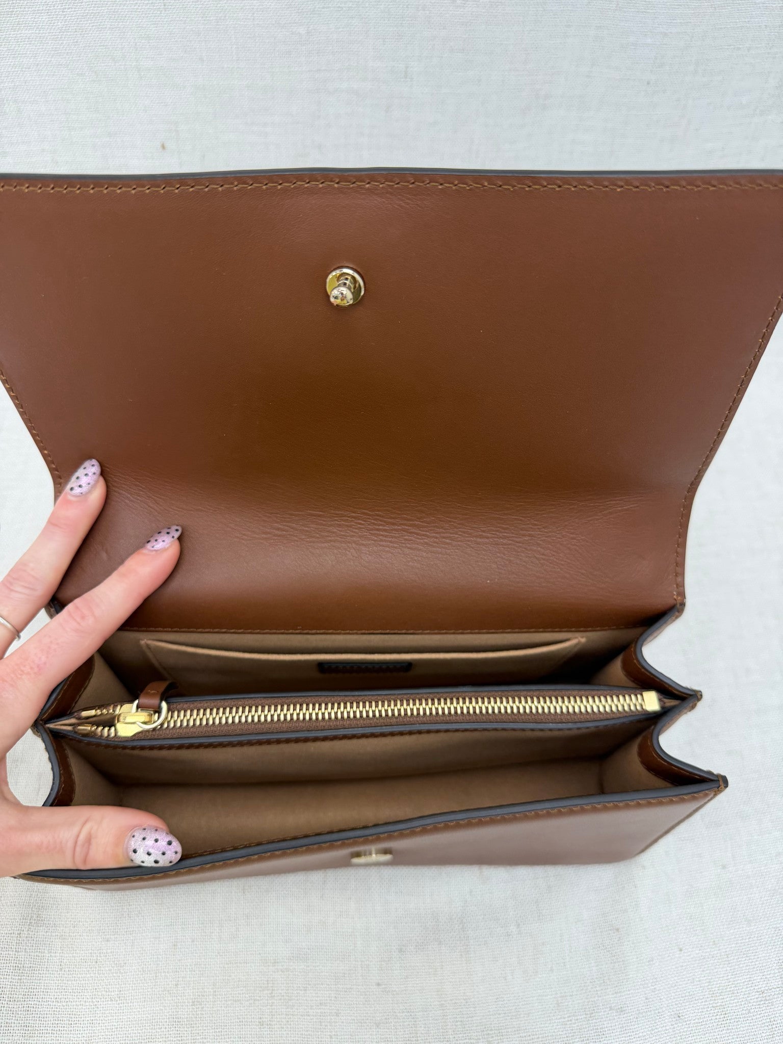 Jimmy Choo Brown Leather Chain Shoulder Bag